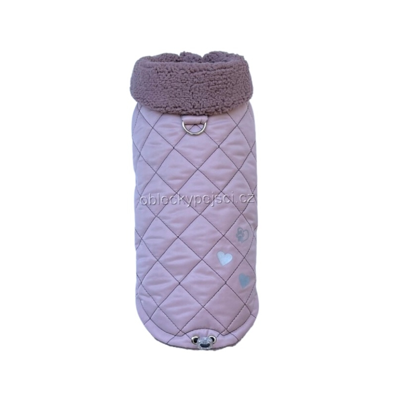 Zimní bunda starorůžová s reflexními srdíčky